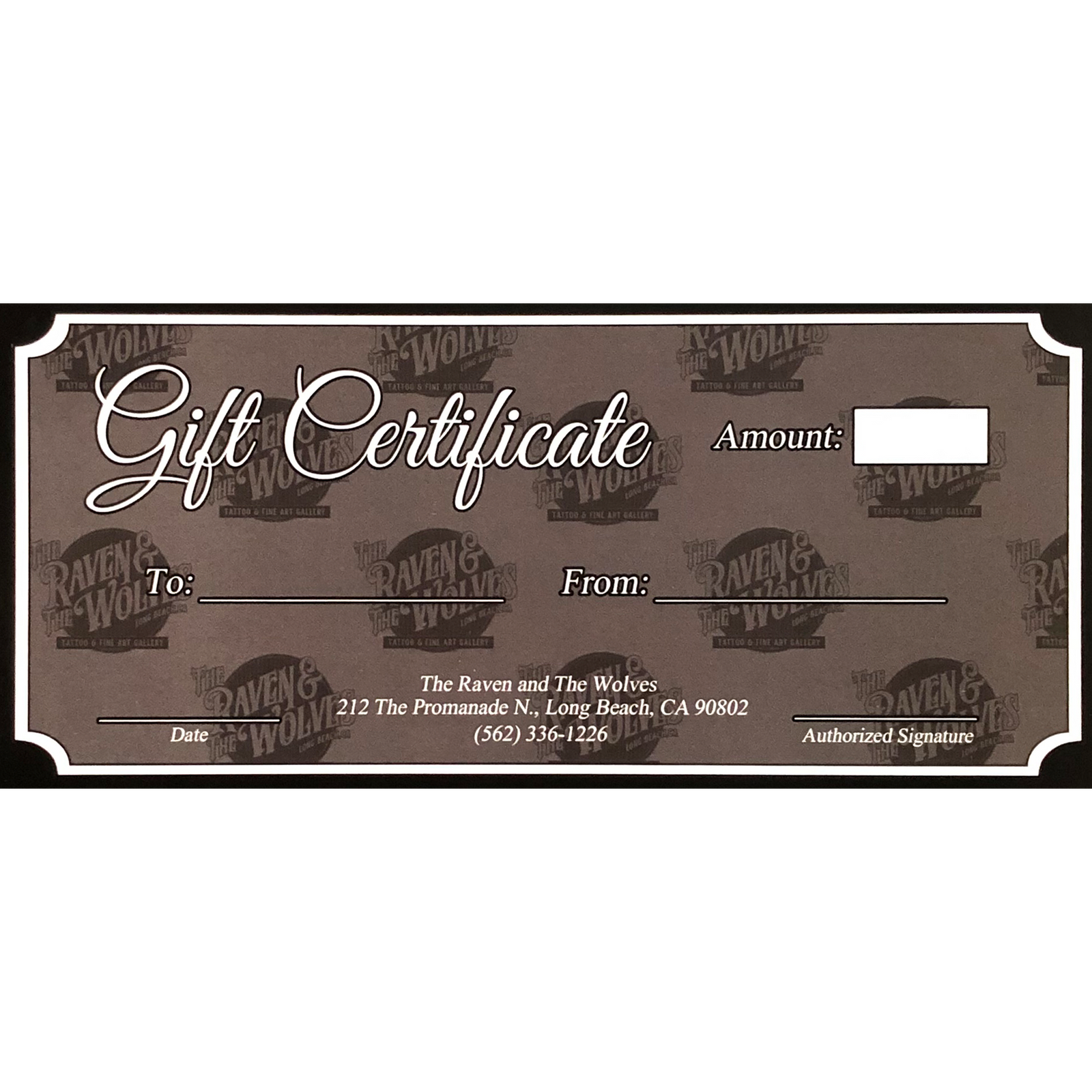 The Raven & The Wolves Gift Certificate