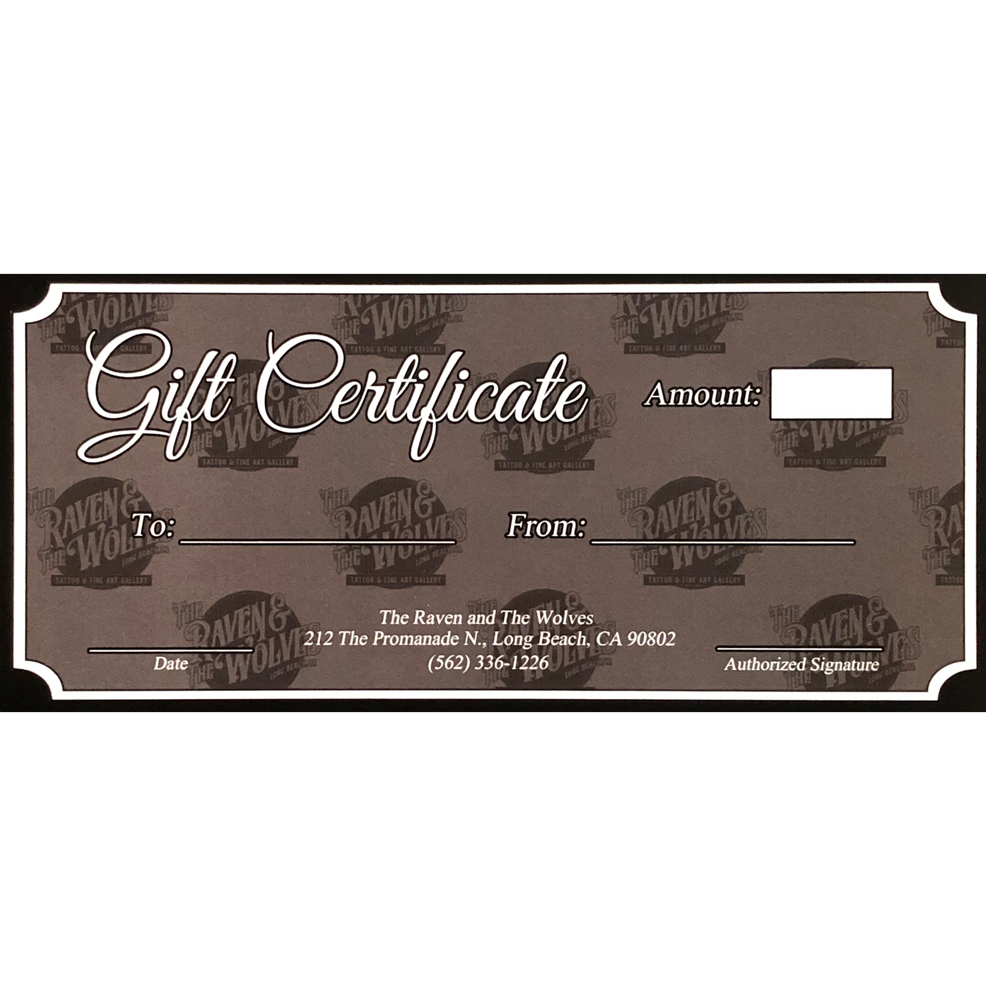 The Raven & The Wolves Gift Certificate